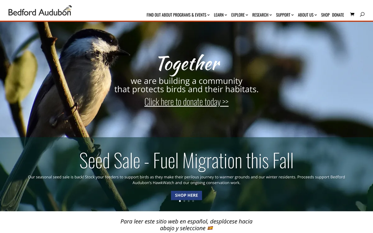 Bedford Audubon Society on desktop