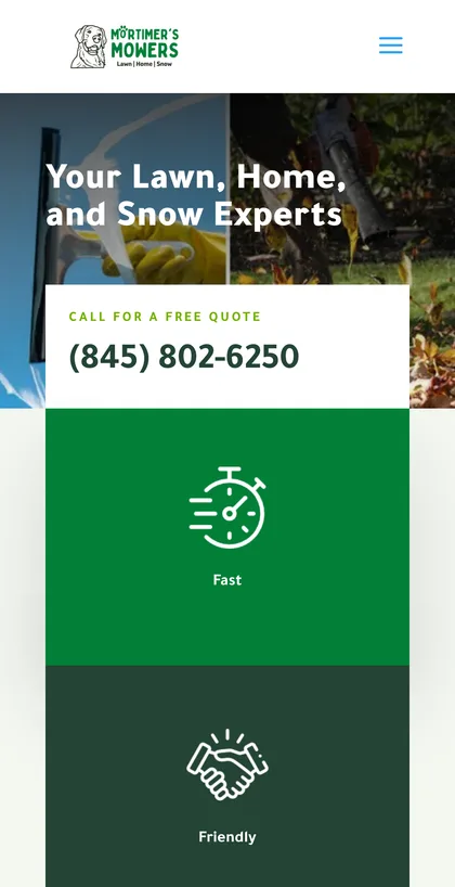 Mortimer's Mowers on a phone